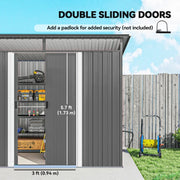 9ft x 6.5ft Garden Storage Shed with Top Window, Metal Outdoor Shed Tool House