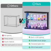 Small Rounded Display Cabinet with Glass Doors & RGB Lights for Action Figures