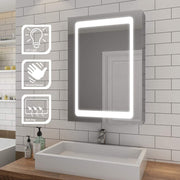 LED Bathroom Mirror Cabinet with Shaver Socket Demister Sensor Lights 70x50cm