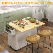 Rolling Kitchen Island, Kitchen Storage Trolley w/ Drop Leaf, Drawers