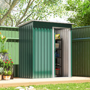 5 x 3ft Garden Storage Shed Sliding Door Sloped Roof Tool, Green
