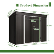 Garden Shed Pent Roof 4X8FT Metal Free Foundation Base Storage House Anthracite