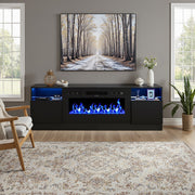 70'' TV Stand 36'' Electric Fireplace Storage Cabinet Media Flame Surround Unit
