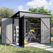 Garden Shed 8x4ft Outdoor Storage Waterproof Bike Tool Shed Triple Lock Plastic