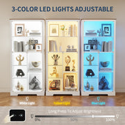 7-Tiers Tall Display Cabinet with Glass Doors & 3-Colour LED Lights for Figures