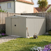 10 x 8FT Garden Shed Metal Apex Roof Outdoor Storage House With Free Foundation