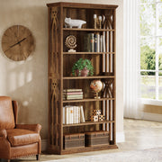 6-Tier Modern Bookshelf 75-Inch Tall Bookcases Wood Freestanding Display Shelves