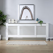 Extending Radiator Cover Adjustable White Wooden MDF Wall Cabinet Slatted Grill