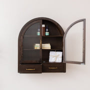 Dark Wood Arched Wall Mounted Cabinet - Kingsley Range