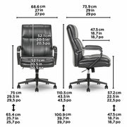 True Innovations Mid Back Manager Office Chair Grey Memory Foam PU Leather