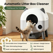 Self Cleaning Cat Litter Tray 76L Automatic Cat Litter Box 2.4G WiFi APP Safety