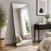 165x60cm Large Rectangular Full Length Mirror Freestanding Black Frame Bedroom
