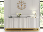 TV Unit TV Stand Sideboard Cabinet Media Console White Gold Fluted Modular 200cm