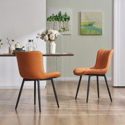 Set of 2 Faux Leather Dining Chairs High Back Padded Metal Leg Kitchen Chairs UK