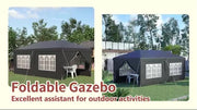 3x6m Garden Pop Up Gazebo Canopy Tent Marquee w/ Carry Bag, Black