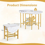 110 x 70 x 76 cm Folding Dining Table with 2 Side Panels