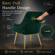 Dining Chairs Set of 2 Upholstered Tufted Velvet Kitchen Chairs Gold Legs Modern
