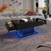 High Gloss LED Coffee Table Cocktail Center Table Modern Living Room Rectangle