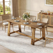 120cm Solid Wood Dining Table Farmhouse Rectangular Kitchen Table for 4-6 People