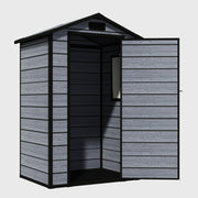 4X3FT Plastic Garden Shed Apex with Floor Window Lockable Door Wood Grain Grey