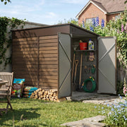 Garden Shed Metal Pent Roof 4.6x9FT Outdoor House Tool Storage w/ Lockable Door