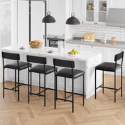 Set of 4 Black Faux Leather Bar Stools High Back Kitchen Breakfast Counter Chair