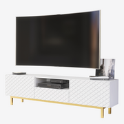 TV Unit TV Stand Sideboard Cabinet Cupboard White Gold Carved Doors 180cm