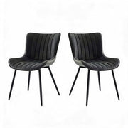 Set of 2 Modern Dining Chairs Tech Fabric Upholstered Cushioned Metal Legs