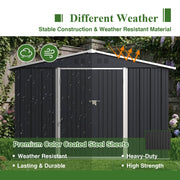 Garden Shed 10X12FT Metal Apex Roof Free Foundation Storage House Anthracite