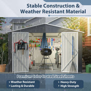 Garden Shed 10X8FT Metal Apex Roof With Free Foundation Base Storage House Anthr