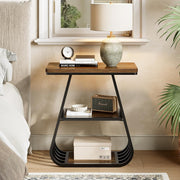 Industrial End Table 3-Tier Narrow Side Table with Storage Shelf for Living Room