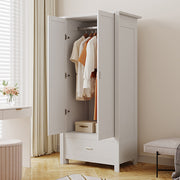 Modern Large Wooden 2 Door Wardrobe with 1 Drawers Bedroom Storage Furniture