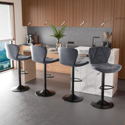 Faux Leather Bar Stools, Swivel with Backrest & Footrest, Set of 2