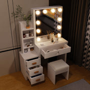Dressing Table With Drawers Mirror Stool Set Makeup Desk Vanity Table Bedroom