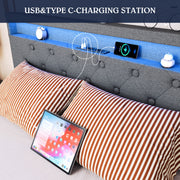 NEW OTTOMAN STORAGE UPHOLSTERED BED FRAME 4FT6 DOUBLE WITH USB PORT & LED LIGHT