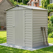 Metal Garden Shed 4x6FT Apex Roof Outdoor Tool Storage House Lockable Door Unit