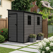 Plastic Garden Shed 8x4 Outdoor Storage Sheds Tool House w/ Floor, Lockable Door