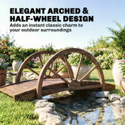 Wooden Garden Bridge Lawn Décor Stained Finish Arc Outdoor Pond Walkway