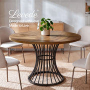 Levede Round Dining Table for 4-6 People 30mm MDF Metal Base Kitchen Brown