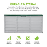 290L Outdoor Garden Storage Box Waterproof Deck Box Patio Cushion Box with Wheel