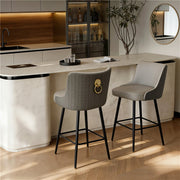360° Rotating Breakfast Bar Stools High Tufted Back Lion Knocker w/ Footrest