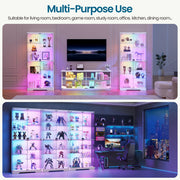 Glass Display Cabinet, 10-Tier RGB LED Curio Cabinet with Human Sensor