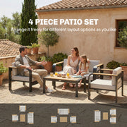 4 Seater Aluminium Garden Furniture Set, Extra Deep Garden Sofa Set, Beige