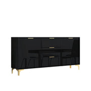TV Unit TV Stand Sideboard Cabinet Media Console High Gloss Black Gold 140cm