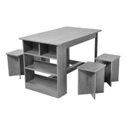 5pcs Dining Table and Stools Set Bar Dining Table Storage Shelf for Kitchen