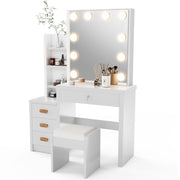 Dressing Table With Drawers LED Mirror Set Makeup Desk Vanity Table Bedroom UK
