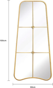 Garden Mirror Gold Outdoor Indoor Wall Mounted Shatterproof Metal Frame 100cm