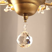 Gold K9 Chandeliers Crystal Ceiling Light Vintage 4-Lights Pendant Lamp Bedroom