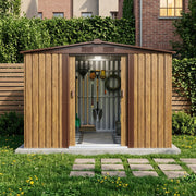 10X8FT Metal Garden Storage Shed Waterproof Shed w/ Sliding Door Free Foundation