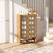 2 Door 7 Tier Shoe Storage Cabinet Rack Stand Cupboard Footwear Home UK NEW